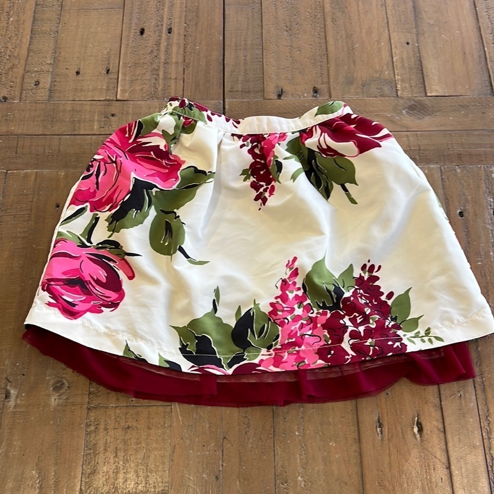 Gap cream floral tulle hem skirt